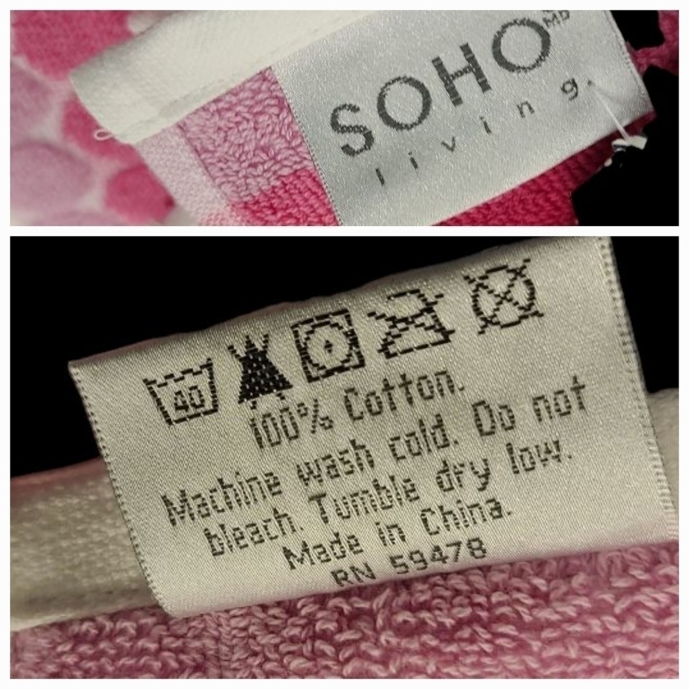 6pc Soho Living Bath Hand Tip Striped Dot Pink Ombre Towel Set New - Picture 10 of 11